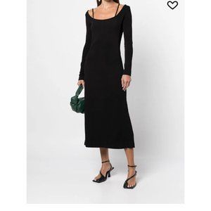 NWT Proenza Schouler Light Jersey Elegant Black Midi Dress Size XS